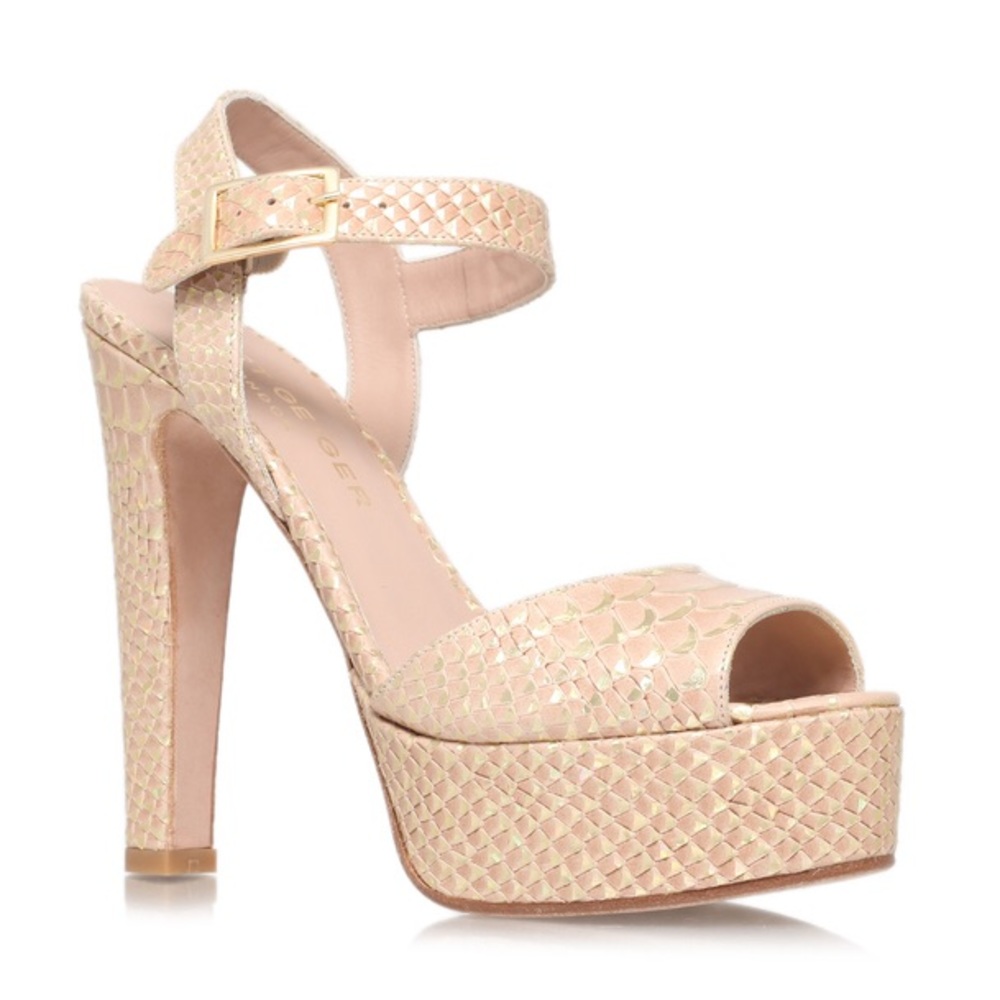 KURT GEIGER LONDON Gold Suede Platform Sandals